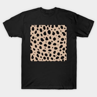 Camel and Black Cheetah Print Animal Print T-Shirt